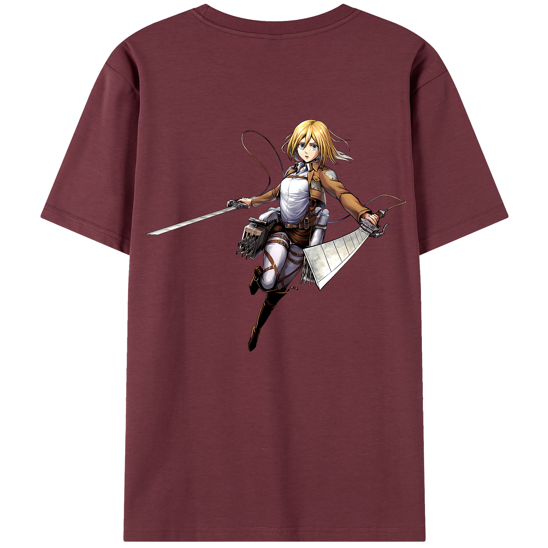 （画像用） 進撃の巨人 クリスタ·レンズ Attack on Titan Christa Lenz 綿100％半袖Tシャツ（背面プリント）